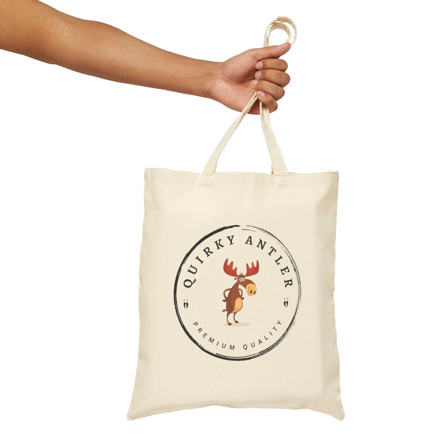 Quirky Antler Cotton Canvas Tote Bag