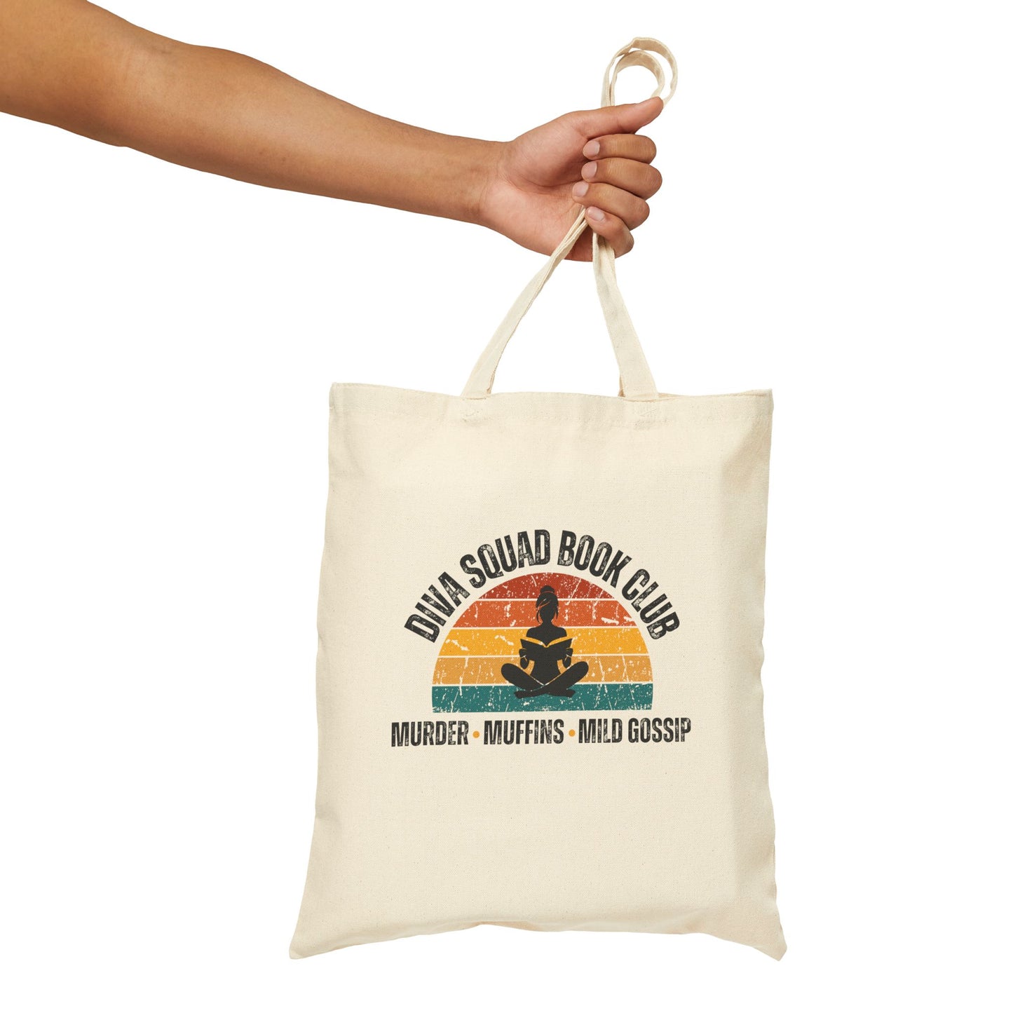 Murder, Muffins, Gossip. Canvas Tote Bag.