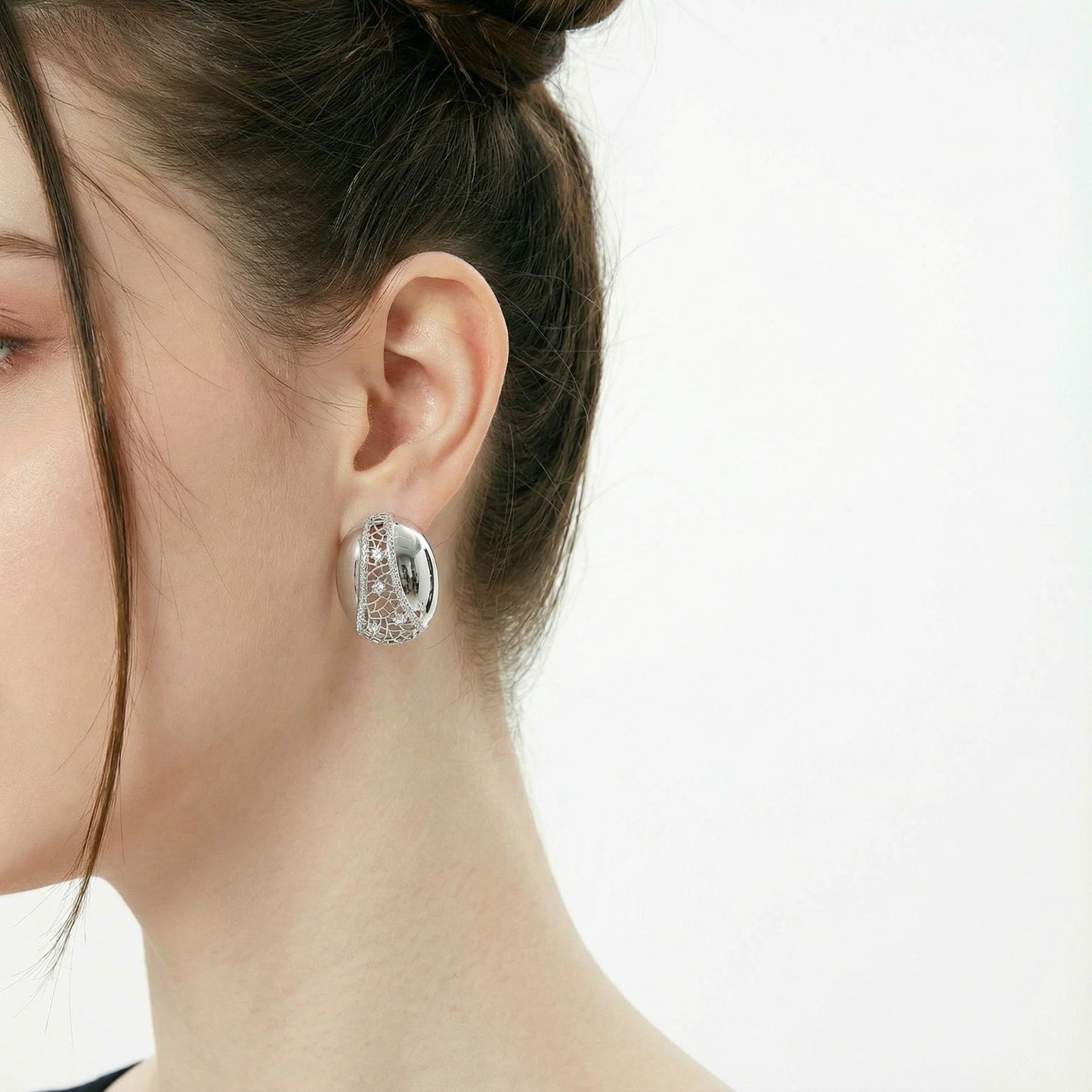 Silver Lace Studs