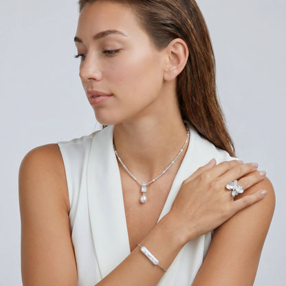 Crystal & Pearl Drop Necklace
